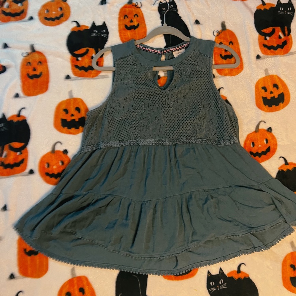 Large, Know Rose, dark teal, tank top blouse